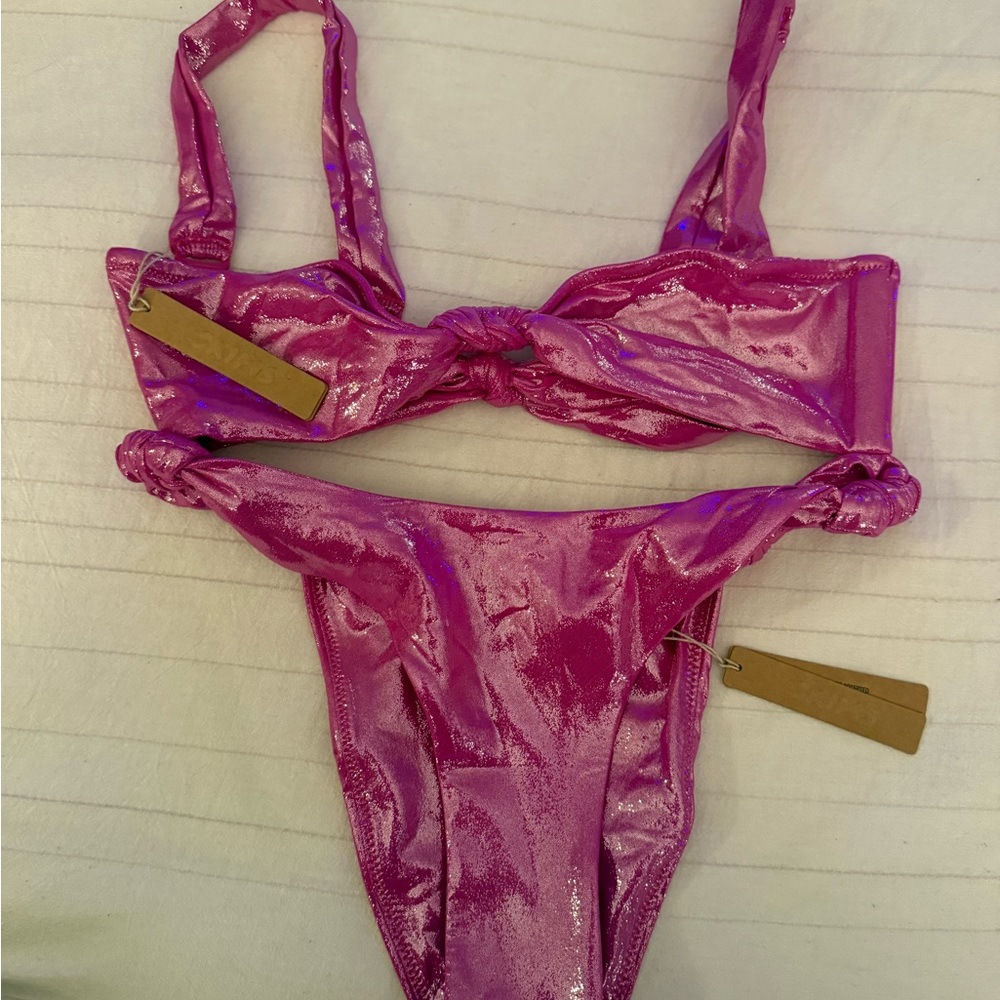 SKIMS Shimmer Knot-Side Bikini Bottom in Hot Pink - Picture 7 of 7